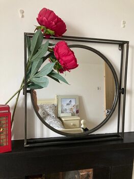 47cm Industrial Style Round Metal Wall Mirror Wall Mounted, 7 of 7