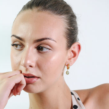 Emerald Small Hoop Earrings, 4 of 6