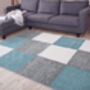The Rugs Geometric Shaggy Rug Duck Egg Blue Checkered Rug, thumbnail 1 of 12