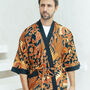 Men's Batik Kimono Robe In Red And Black, thumbnail 1 of 7