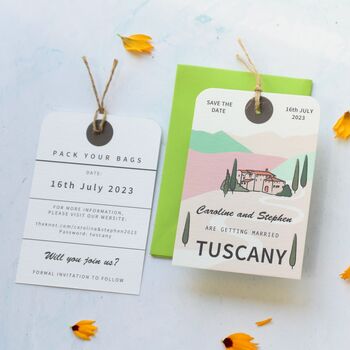 Tuscany Save The Date Luggage Tag, 4 of 7