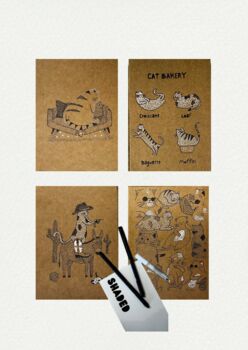 Shaded Cat Pointillism Diy Art Kit Set Of Four, 5 of 9