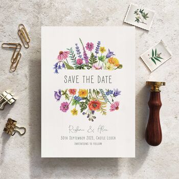 Colourful Rainbow Flowers Save The Date Cards, 7 of 7