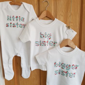 Three / Four Siblings Appliqued Tshirt And Babygrow Set, 3 of 8