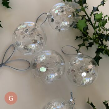 Set Of Six 7cm Sequin Glass Baubles, 9 of 9