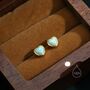 Sterling Silver Green Opal Heart Screw Back Earrings, thumbnail 5 of 11