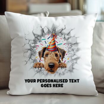 Personalised Airedale Terrier Birthday Break Through Dog, 5 of 8