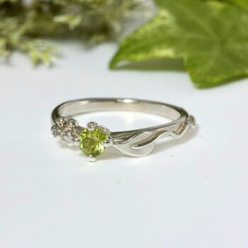 Silver Leaf And Diamond Nature Ring, Ariel Leaf Ring, 4 of 10