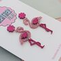 Handmade Pink Flamingo Glitter Resin Earrings, thumbnail 2 of 4