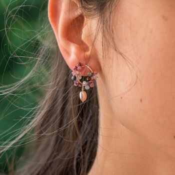 Dainty Gemstone Earrings With Rose Pearl Drop, 5 of 9