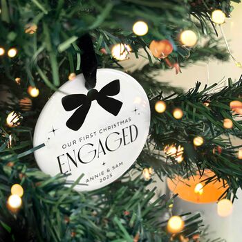 First Christmas Engaged Personalised Christmas Bauble, 6 of 10