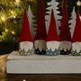 Five Tomte Gnomes On Block Christmas Decoration, thumbnail 2 of 2