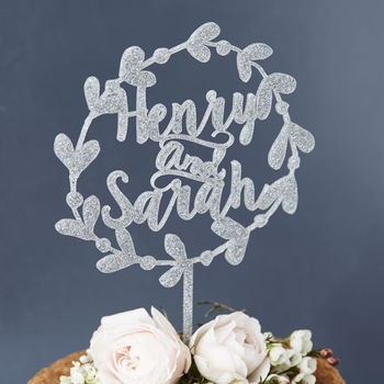 Personalised Floral Couples Wedding Cake Topper, 6 of 8