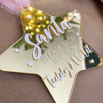 Personalised Santa Stop Here Christmas Tree Decoration, 6 of 7