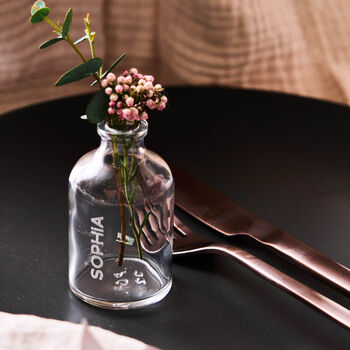 Engraved Place Setting Vase Favour, 3 of 4