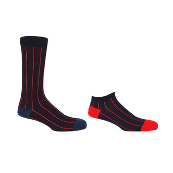 Pin Stripe Black Crew And Navy Trainer Men’s Socks, 3 of 7