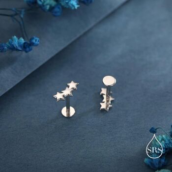 Star Trio Screw Back / Internally Threaded Flat Back / Stud Earrings In Sterling Silver, 7 of 12