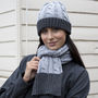 Grey Cable Knit Scarf And Hat Set, thumbnail 1 of 3