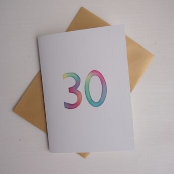 30th Handmade Watercolour Birthday / Anniversary Card, 2 of 6