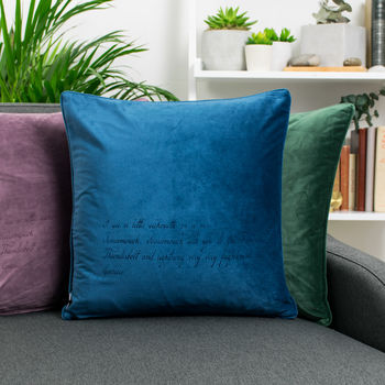 Velvet Favourite Quote Or Song Lyric Cushion, 5 of 12