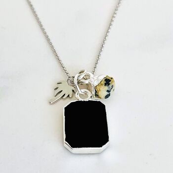 'The Trio' Black Onyx Sterling Silver Necklace, 3 of 10