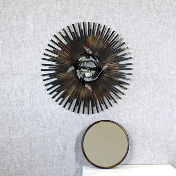 Xenna Antique Copper Sunburst Rays Light Wall Mirror, 4 of 4