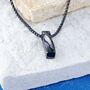Black Engraved Rectangle Name Pendant Necklace, thumbnail 5 of 10