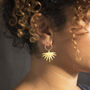 Geometric Brass Sun Earrings, thumbnail 4 of 10