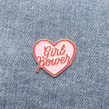 Girl Power Heart Enamel Pin Badge, 3 of 6