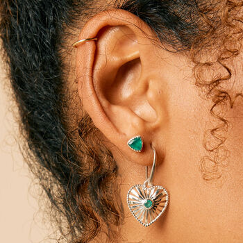 Trillion Green Onyx Silver Stud Earrings, 5 of 9