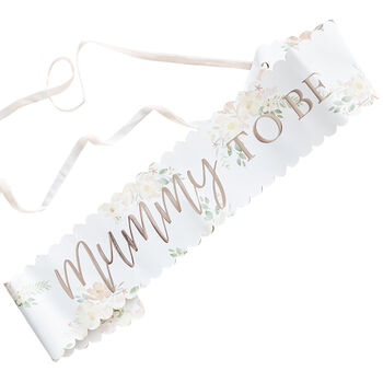 Floral Rose Gold 'Mummy To Be' Baby Shower Sash, 2 of 3