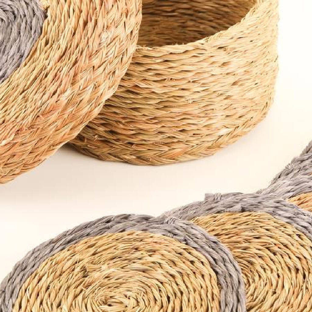 Grey And Natural Woven Coasters Set Of Six By The Basket Room