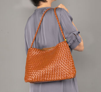 Hand Weaving Vegan Leather Shoulder Bag, 3 of 12