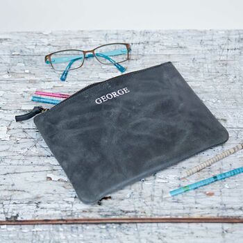 Personalised Black Buffalo Leather Pouch, 3 of 4