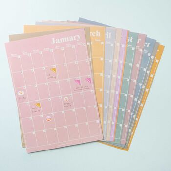 A4 Monthly Undated Wall Planner | 12 Pages | Pastels, 8 of 10
