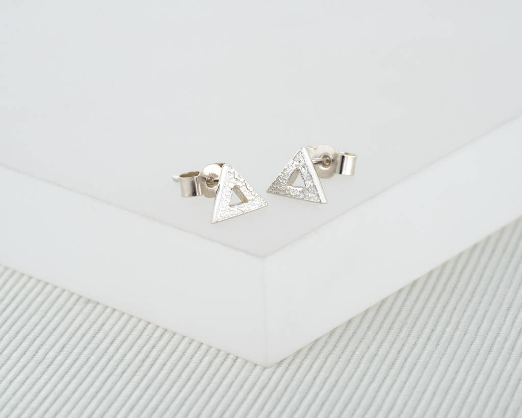 Geometric Triangle Solid Silver Studs By Nicola Hurst Designer