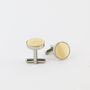 Woven Fabric Faced Cufflinks Pastel Yellow, thumbnail 2 of 4