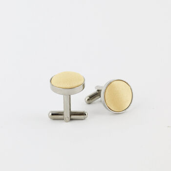 Woven Fabric Faced Cufflinks Pastel Yellow, 2 of 4