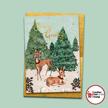 'Seasons Greetings' Deer Scene Charity Christmas Card, 2 of 5