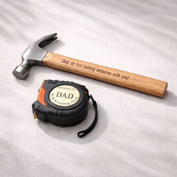 Personalised Engraved Mens Wooden Tool Hammer Set, 2 of 3
