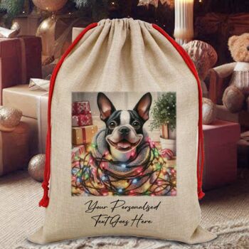 Personalised Boston Terrier In Christmas Lights, 7 of 9
