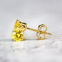 Yellow Crystal Stud Earrings In Gold Or Silver, thumbnail 2 of 10