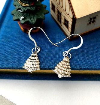 Sterling Silver Christmas Tree Drop Hook Earrings, 9 of 10