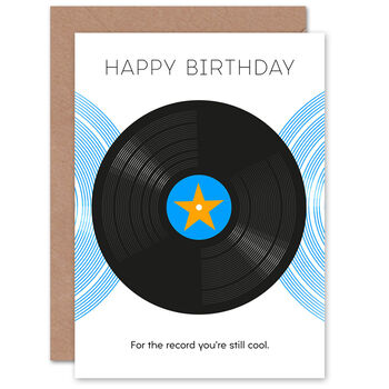 Blue Vinyl For The Record Happy Birthday Card, 2 of 4