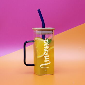 Coloured Glass Mug And Straw With Optional Engraving, 6 of 7