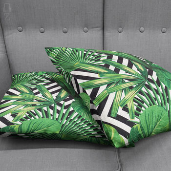 Green Tropical Palm Leaves Cushion Cover, 4 of 7