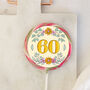 60th Birthday Yellow Floral Lollipop, thumbnail 1 of 3