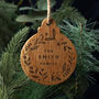 Oak Hanging Bauble 'Personalised Family Name' | Festive Decoration | Tree Hanger | Wall Hanger | Hanging Sign, thumbnail 1 of 2