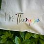 Personalised Thank You Teacher Rainbow Name Tote Bag, thumbnail 2 of 4