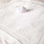 Toffee Moon White Block Knitted Christening Blanket, thumbnail 2 of 11